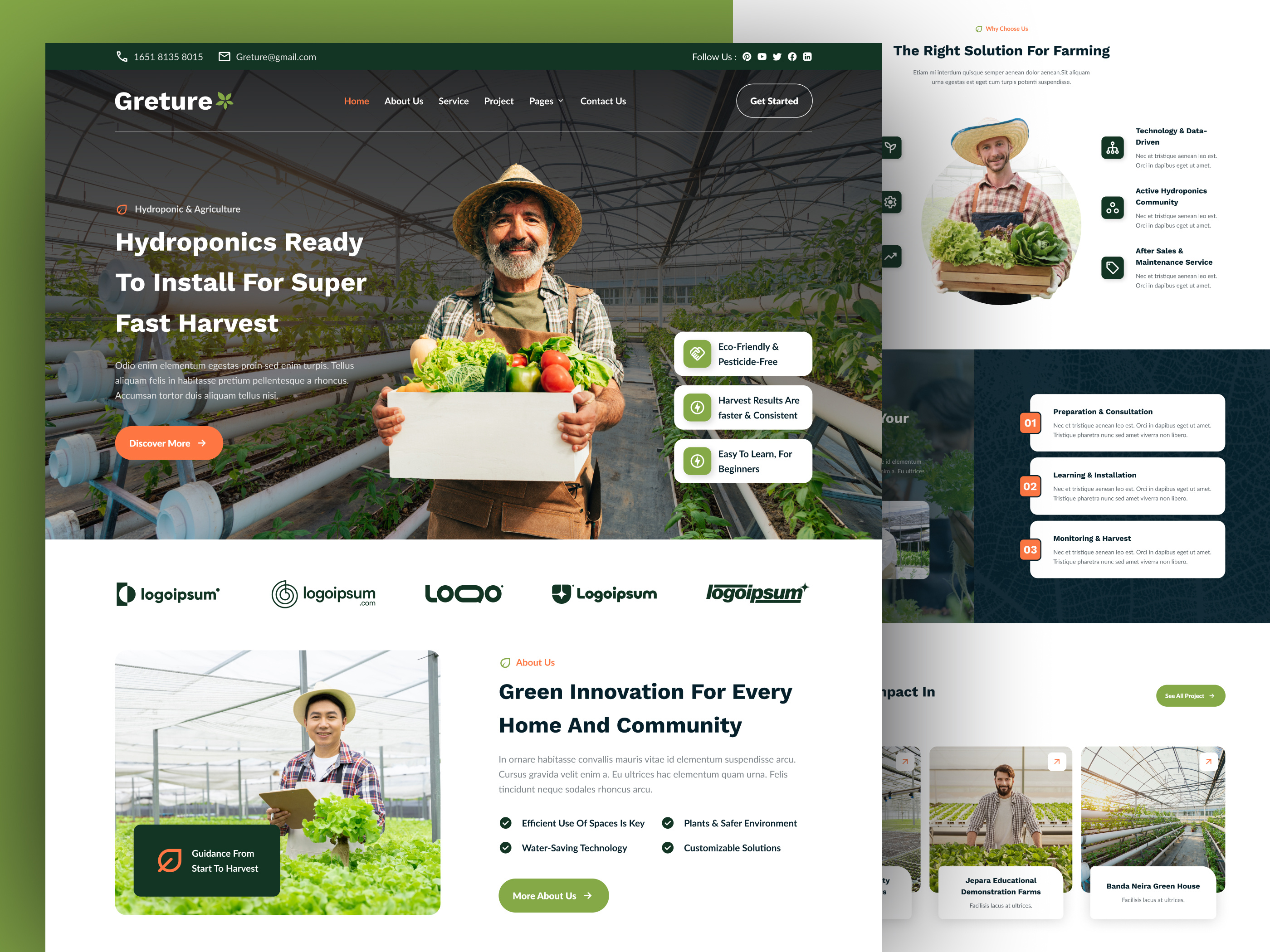 Agriculture and hydroponics website design