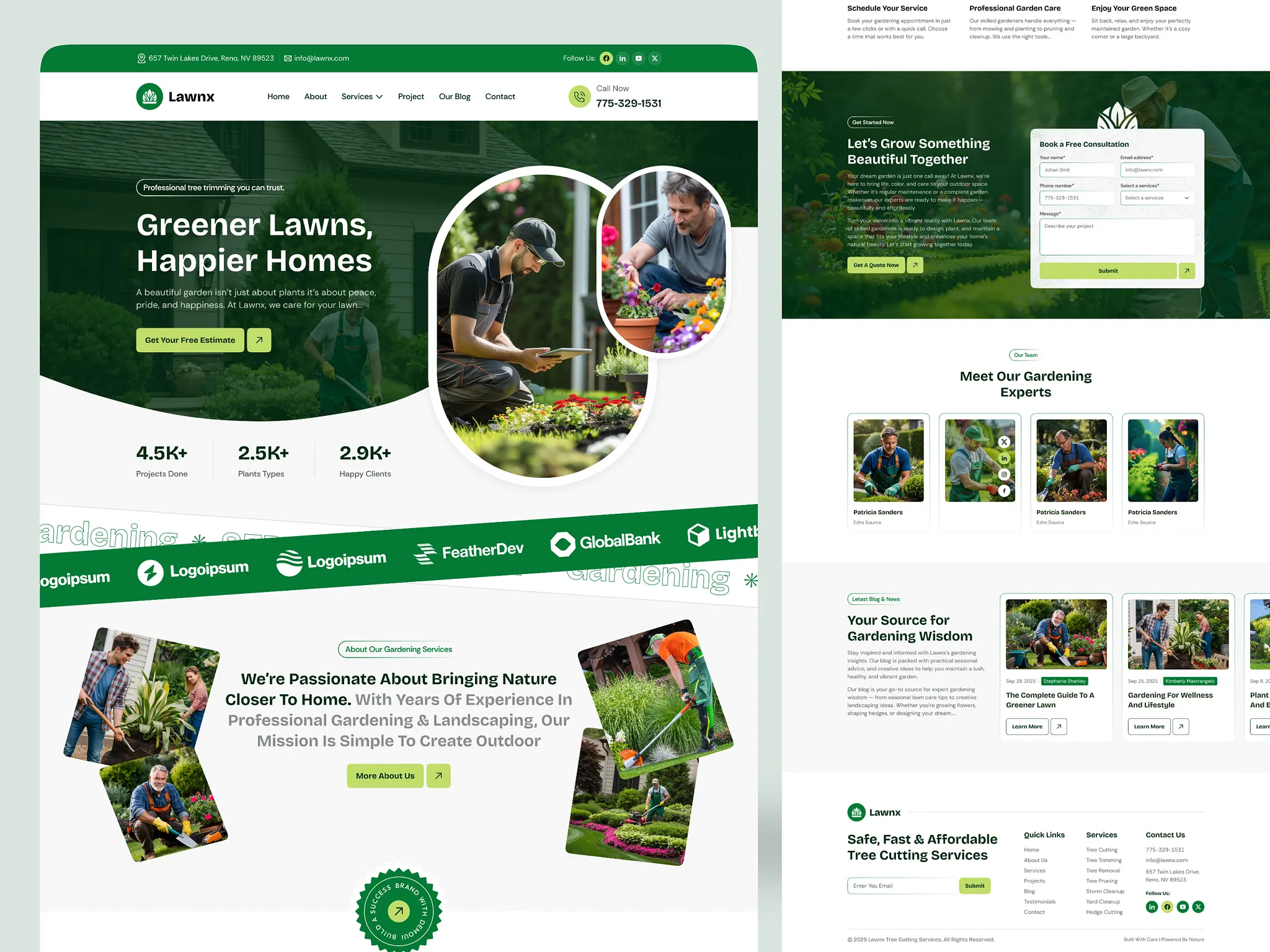 Lawn care and landscaping website design