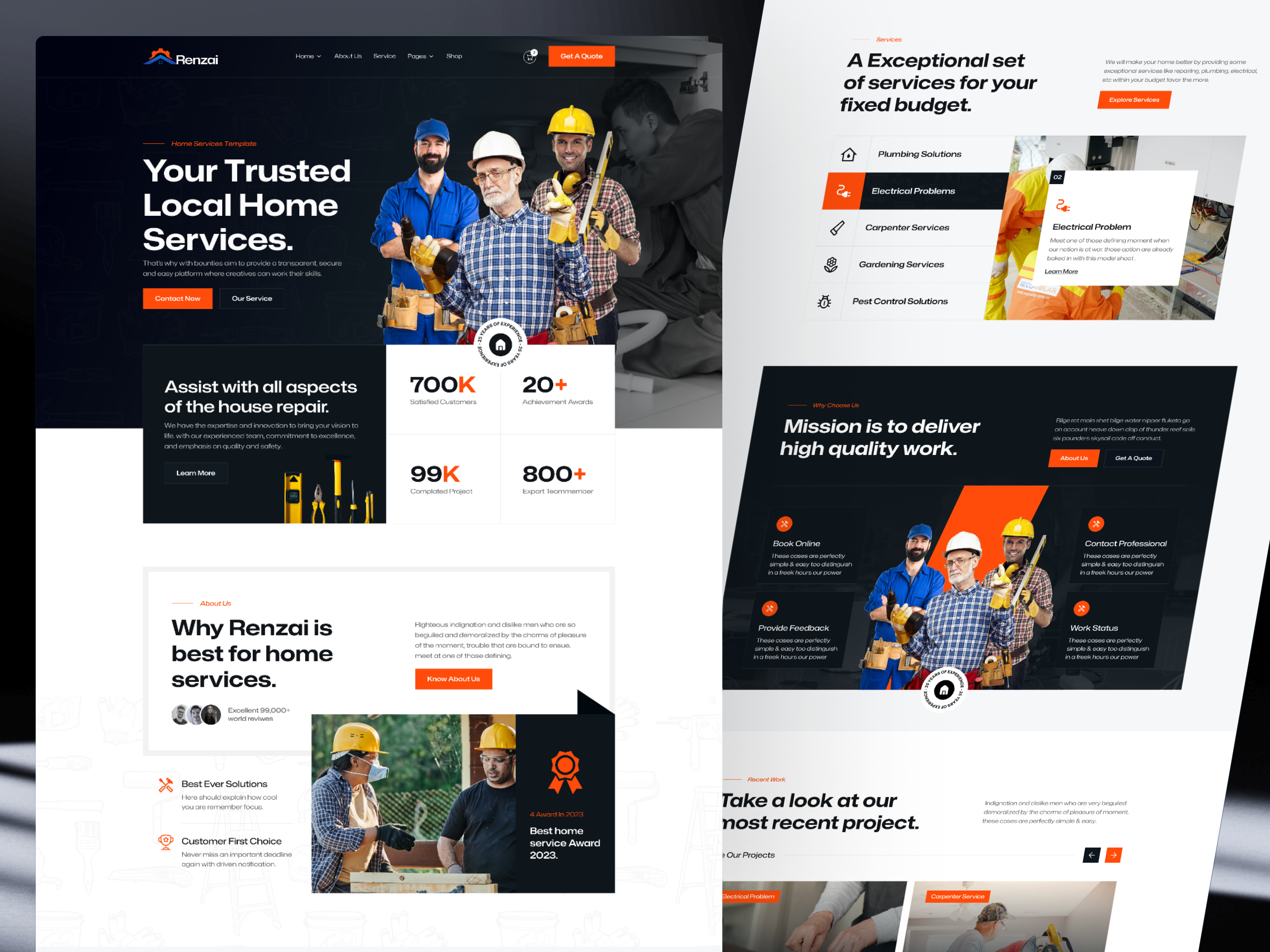 Home services contractor website design